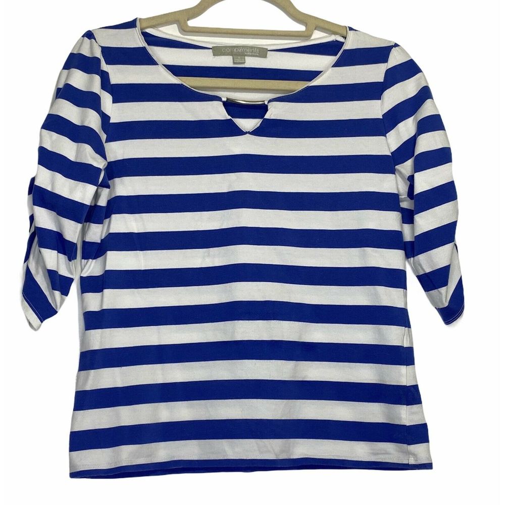 Compliments 3/4 Sleeve Striped Shirt Blouse